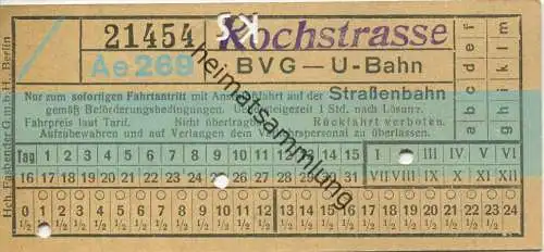 Berlin - BVG - U-Bahn mit Anschlussfahrt auf der Strassenbahn - Kochstrasse - Fahrschein