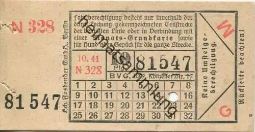 BVG Berlin Köthener Str. 17 - Fahrschein 1941
