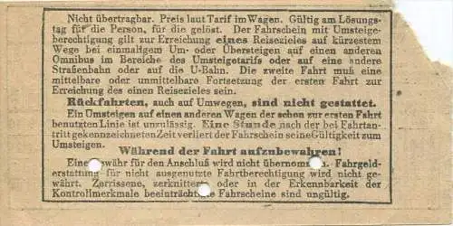 BVG Berlin Köthener Str. 17 - Fahrschein 1942 - Usedomerstrasse von nach Weissensee