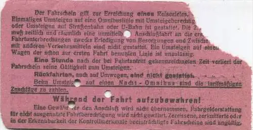 BVG Berlin Köthener Str. 17 - Omnibuslinie S Pankow - Schildow 20Pfg. - Schüler-Fahrschein