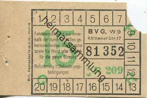 BVG Berlin Köthener Str. 17 - Fahrschein 1944 - Kurzstrecke