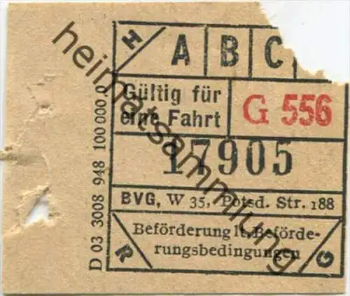 BVG - Berlin Potsdamer Str. 188 - Fahrschein