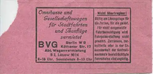 Berlin - BVG - Fahrschein 0,20RM 1932 - Teilstrecken