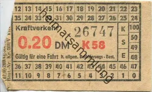 DDR Kraftverkehr - Fahrschein 0.20DM