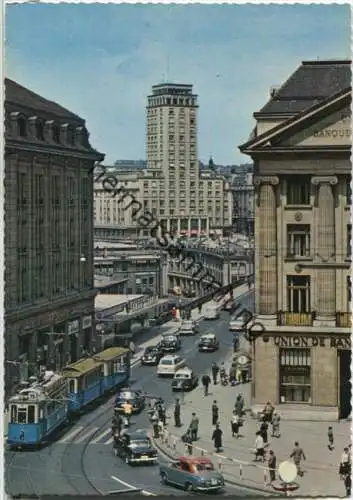 Lausanne - Grand Pont - La Tour Bel-Air - Straßenbahn - Ansichtskarte Großformat