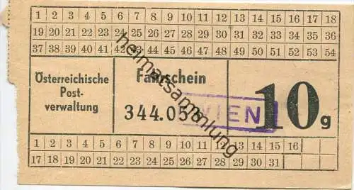 Österreichische Postverwaltung - Stempel Wien - Fahrschein 10g