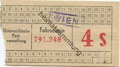 Österreichische Postverwaltung - Stempel Wien - Fahrschein 4 S