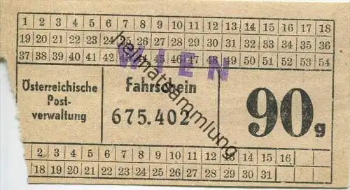 Österreichische Postverwaltung - Stempel Wien - Fahrschein 90g