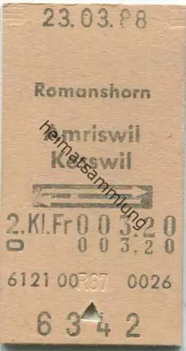 Romanshorn - Amriswil - Kesswil und zurück - 2. Klasse - Fahrkarte 1988