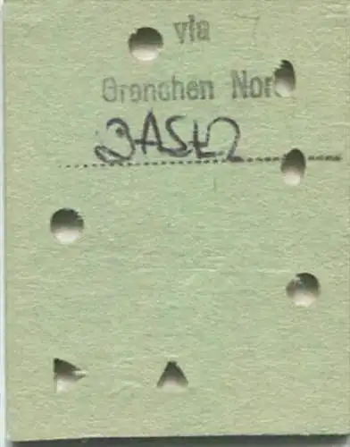 Lyss - Laufenburg und zurück - 1. Klasse 1/2 Preis - Fahrkarte 1985