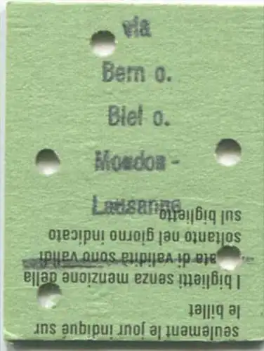 Lyss - Bex und zurück - 1. Klasse 1/2 Preis - Fahrkarte 1986