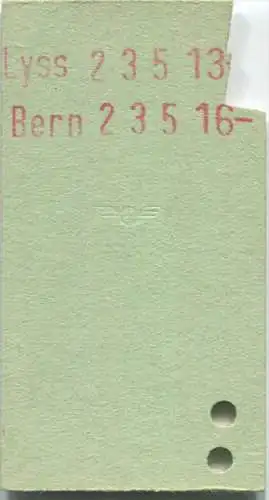 Schweiz - Lyss - Bern und zurück - 1. Klasse Fr. 6.30 - Fahrkarte 1977