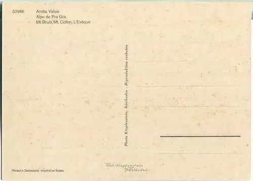 Arolla - Alpe de Pra Gra - Ansichtskarte Großformat