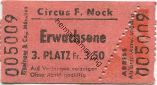 Circus F. Nock - Eintrittskarte