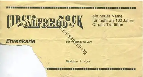 Circus Alfredo Nock - Ehrenkarte