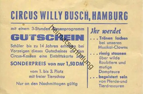 Circus Willy Busch Hamburg - Gutschein Sonderpreis