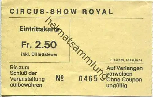 Circus-Show Royal - Eintrittskarte