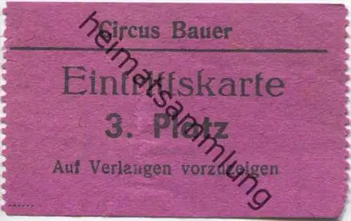 Circus Bauer - Eintrittskarte