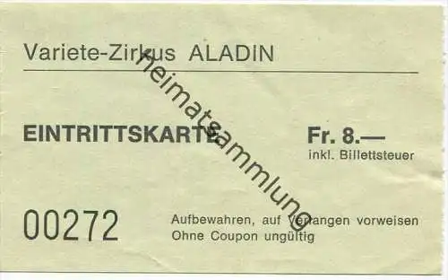 Variete-Zirkus Aladin - Eintrittskarte