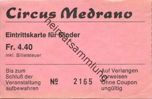 Circus Medrano - Eintrittskarte