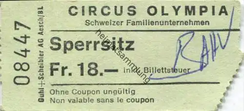 Schweizer Familienunternehmen Circus Olympia - Eintrittskarte