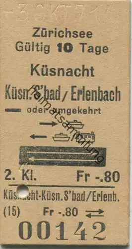 Zürichsee - Küsnacht - Küsn.S'bad / Erlenbach oder umgekehrt - Fahrkarte 1971 Fr. -.80