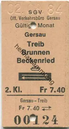Schifffahrtsgesellschaft des Vierwaldstättersees (SGV) - Gersau - Treib - Brunnen - Beckenried und zurück - Fahrkarte 19