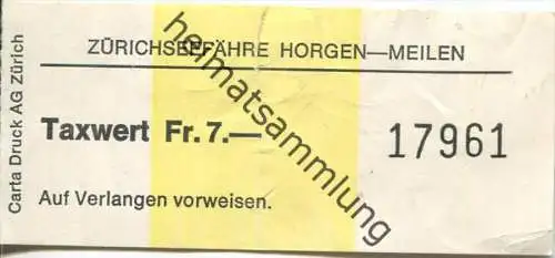 Zürichseefähre Horgen - Meilen - Fahrkarte Taxwert Fr. 7.-