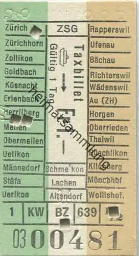 ZSG Zürichsee Schifffahrtsgesellschaft - Taxbillet Fr. 1.- Fahrkarte