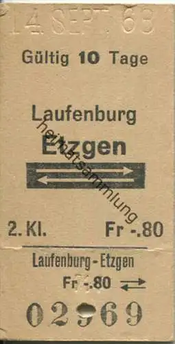 Laufenburg - Etzgen und zurück - Fahrkarte 1968