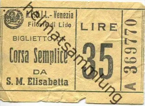 Italen - A.C.N.I.L. - Venezia - Biglietto - Fahrschein - Lire 35 - S. M .Elisabetta