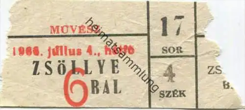 Ungarn - Muvesz 1966 julius 4. - Zsöllye - Kinokarte