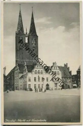 Stendal - Markt mit Marienkirche - Verlag Stengel & Co. Dresden