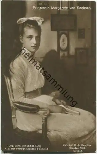 Prinzessin Margarete von Sachsen - Fotograf James Aurig Dresden - Verlag C. A. Maschke Dresden