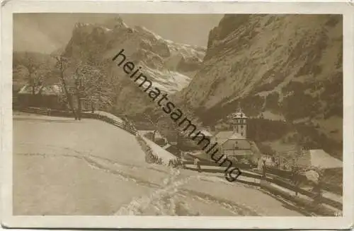 Grindelwald - Kirche mit Wetterhorn - Verlag C. Grauwiller & Cie. Grindelwald 20er Jahre