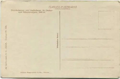 Zürich - Obersee mit Linthebene - St. Galler- und Bündner-Alpen - Flieger-Postkarte - Ad. Astra-Aero AG Zürich - Edition