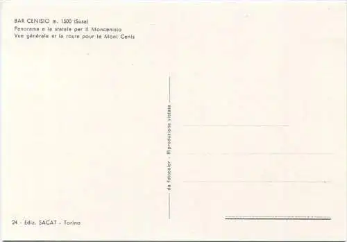 Bar Cenisio - Panorama e la stratale per il Moncenisio - Bus - AK Grossformat - Ediz. SACAT Torino