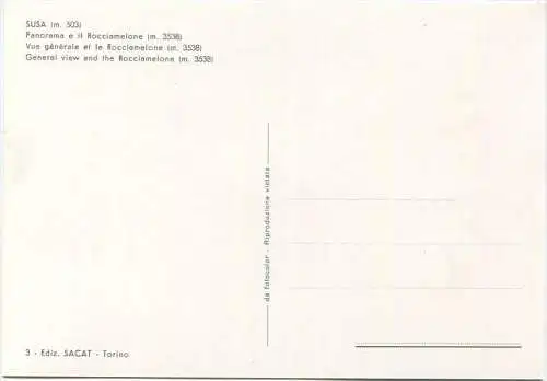 Susa - Panorama e il Rocciamelone - AK Grossformat - Ediz. SACAT Torino
