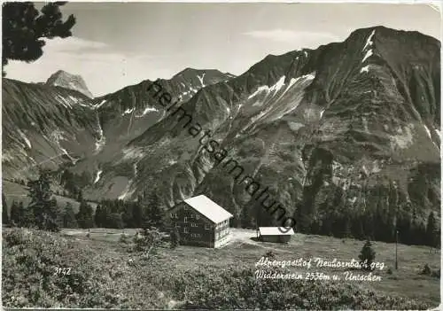 Alpengasthof Neuhornbach gegen Widderstein und Untschen - Schoppernau - Foto-AK Großformat