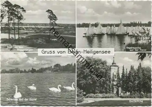 Berlin - Heiligensee - Havel - Dorfkirche - Regatta - Blick von den Baggerbergen - Foto-AK Großformat - Verlag Foto-Hübn