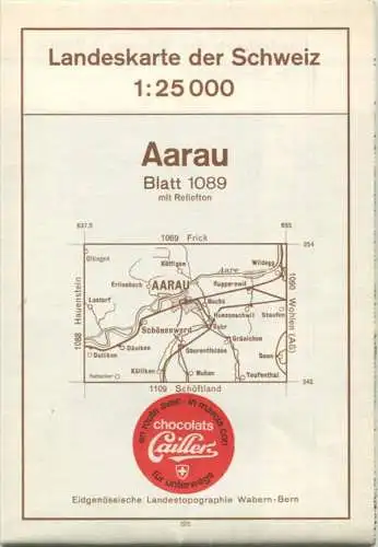 Landeskarte der Schweiz 1:25'000 - Aarau Blatt 1089 - Topographische Karte - Eidgenössische Landestopographie Wabern-Ber