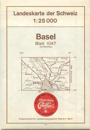 Landeskarte der Schweiz 1:25'000 - Basel Blatt 1047 - Topographische Karte - Eidgenössische Landestopographie Wabern-Ber