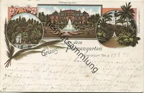 Gruss aus Frankfurt a. M.- Palmengarten - Verlag Philipp Frey Frankfurt gel. 1898
