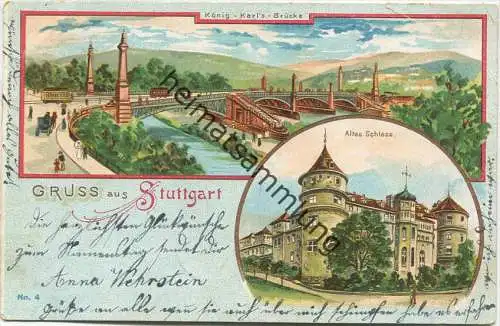 Stuttgart - König-Karl's-Brücke gel. 1902