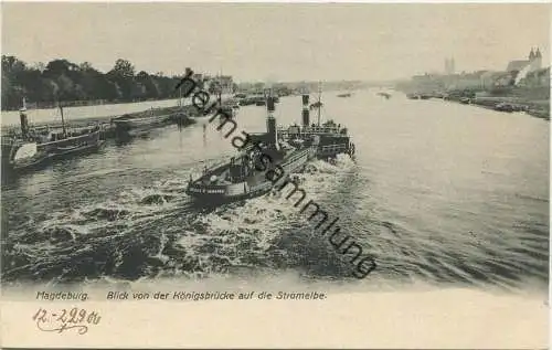 Magdeburg - Blick von der Königsbrücke auf die Stromelbe 1906 - Verlag Metz & Lautz Darmstadt