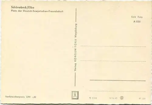 Schönebeck - Platz der Deutsch-Sowjetischen Freundschaft - Foto-AK Grossformat 60er Jahre - Verlag KONSUM FOKU Magdeburg