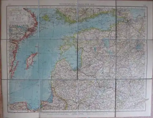 Westrussland nördlicher Teil 1908 - 42cm x 54cm auf Leinen gezogen - 1:2'000'000 - Bearbeitet von A. Thomas u. G. Jungk