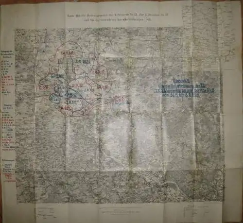 Karte für die Herbstübung der 1. Division N°23 der 3. Division N°32 und für die besonderen Kavallerieübungen 1903 - Zeit