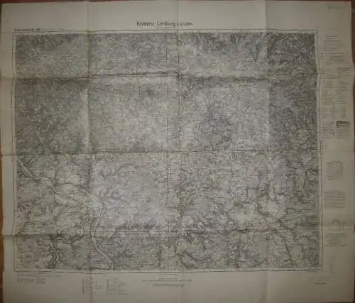 Koblenz Limburg a. d. Lahn - Einheitsblatt 108 - 72cm x 83cm 1:100'000 - Herausgeber Reichsamt für Landesaufnahme 1931