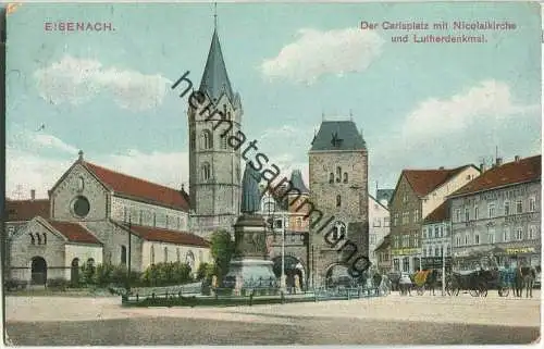 Eisenach - Carlsplatz mit Nicolaikirche und Lutherdenkmal - Verlag C. Jagemann Eisenach